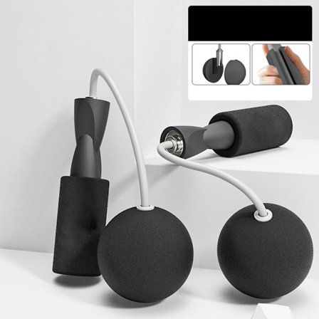 Trådløst vægtet sjippetov med dobbeltlejer til fitnessøvelser for voksne, studerende og børn, sort