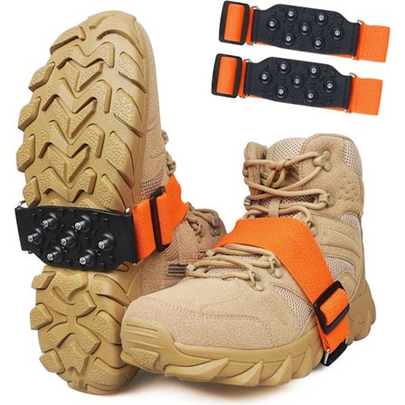 Issko Mellemsål Sne Traction Issko til Gang på Sne og Is Anti-Slip Stegjern med Justerbare Stropper 7 Wolfram Studs for Sikkert Greb Anti Sl