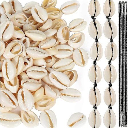 120 stk. åpne bakre naturlige spiral skallperler glatte kuttede ovale skjell strandskjell cowrie skjell sjarm perler med stort hull 5,5 meter svart 