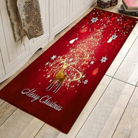 Versatile Christmas Rug, Reusable Low Pile Christmas Runner Rug for Kitchen and Bedroom (45×45cm)