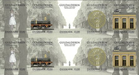 Danmark - Guldalderen - Postfrisk 10-stribe