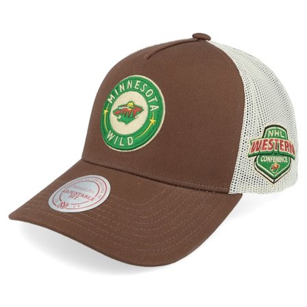 Mitchell & Ness - Marrón trucker Gorra - Hatstore Exclusive x Minnesota Wild Sablesway Brown/Cream Trucker @ Hatstore