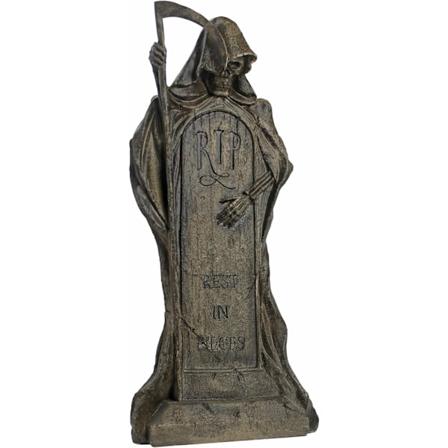 Design Toscano DB159491 Hvil i fred Grim Reaper Halloween gravsten gotisk indretning have kirkegård statue, polyresin, gråsten, 64 cm