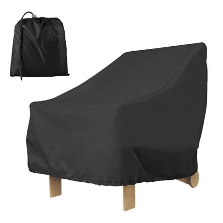 Outdoor Garden Armchair Cover Deep Seat 210d Waterproof Patio Chair Cover Uv Protection Windproof With Adjustable Drawstring, 80x85x91cm(210d(black))