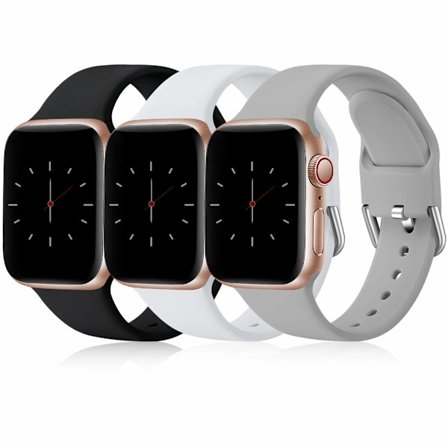 3-pack remmar kompatibla med Apple Watch-armband iWatch Series 8 7 6 5 4 3 Ultra SE(2/1), 42mm/44mm/45mm-S, Svart/Vit/Grå