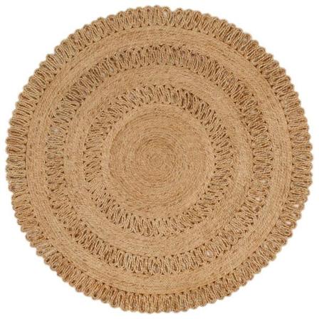 Vidaxl Jutematta Handflätad 120 Cm Rund Brun