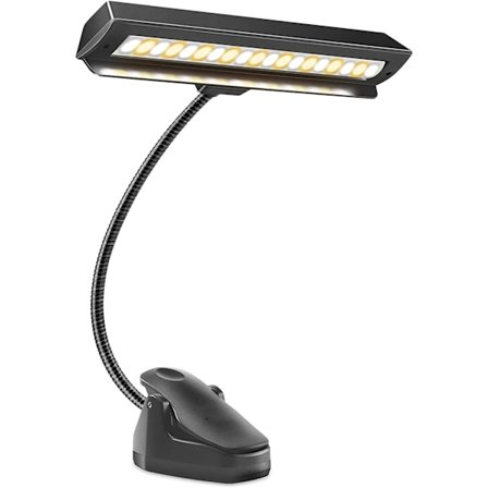 Musik Stativ Lys - 19 LED Professionel Musiker, Clip On Lys til Musik Stativ, USB Genopladelig Piano Lys, 9 Niveauer Dæmpbar, Perfekt til Klaver