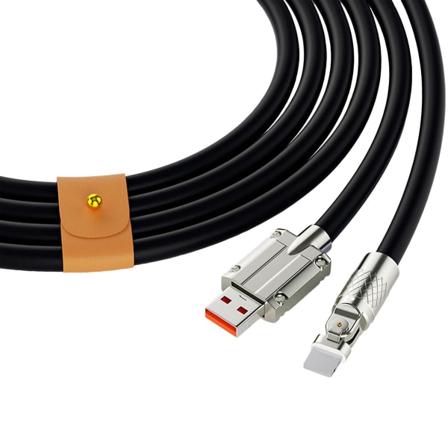 Nopea latauskaapeli USB-C:hen, 180 asteen kiertävä suorakulmainen pää, nopeaan puhelimen lataukseen, 1,5 m, Apple, musta