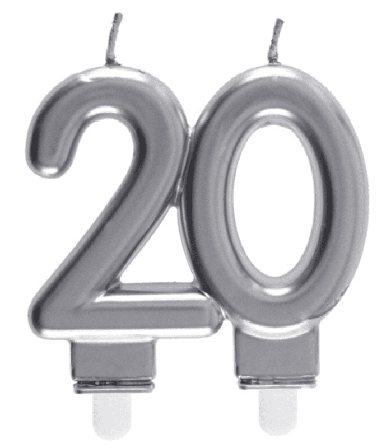 Tårtljus 20-år silver - Partyninja.se