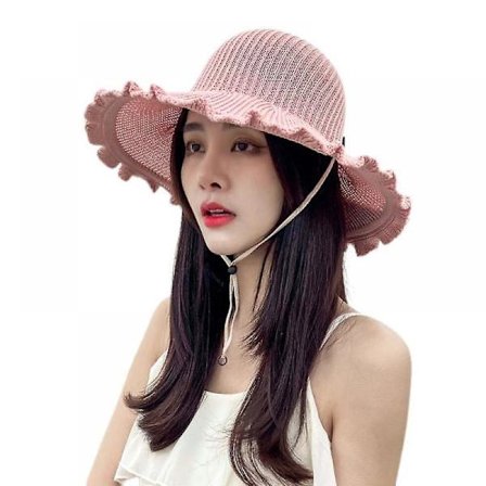 Solhatt för sommarstil Bomull linne solhatt med öppen topp och justerbara remmar för alla tillfällen (eve rosa)