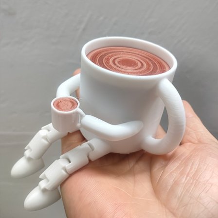 3D-printad Artikulerad Kaffekopp Prydnad, Söt Brun Kaffe Miniatyrdekoration - Idealisk för Kaféer