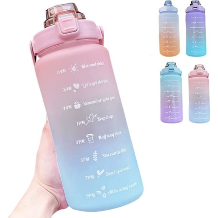 2 Liters Vattenflaska, Stor Vattenflaska Med Sugrör, Läcksäkra Sportvattenflaskor