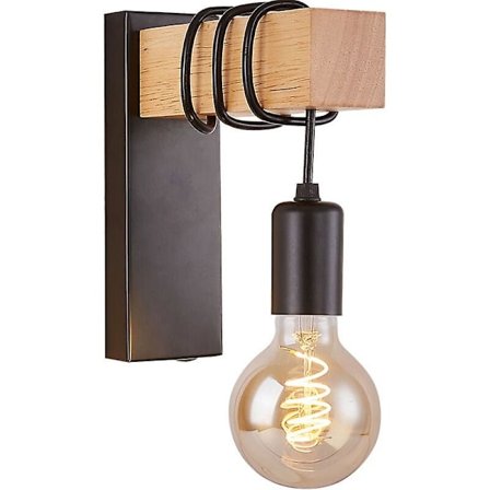 Retro Vegglampe E27 Standard Sokkel Industriell Innendørs Vegglampe Retro Metall Lampe Stue Soverom Industriell Dekor (uten Pære, Svart)
