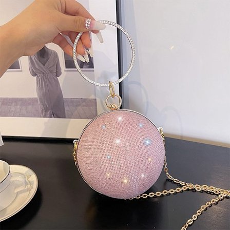 Circular Ring Portable Evening Bags Metal Round Ball Handväska