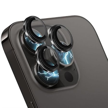 Beskyttelsesfilm til kamera - BOOLING - til iPhone 13 Pro/Pro Max - Hærdet glas - Anti-rids - Sort kant