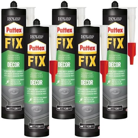 Monteringslim - Pattex - Fix Decor 5x380g - inomhus trä gips keramik vattentålig flexibel