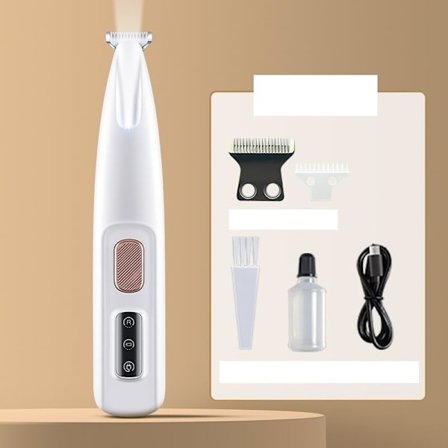 Oppgradert pote trimmer for katt og hund med LED-lys, 18mm bredt blad (hvit)