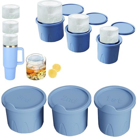 Isform for Stanley Cup, Silikon Isform for 20/30/40oz Tumblers Lager Sylinderisbiter, Sett med 3 Former med Lokk