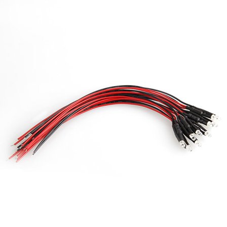 10 stk for DC 24V 18cm Lengde 3mm Forhåndstilkoblet LED-lampe Lyspære Emitterende diode 6000K Kald Hvit