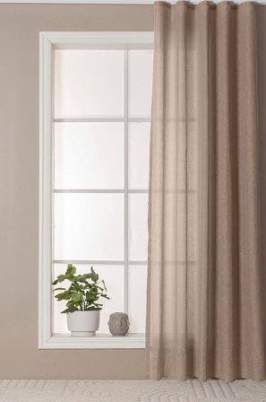 Hasta - Verho Saga - Beige - Poimutusnauhaverhot - 250 - - Homeroom