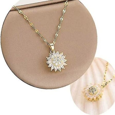 Till min dotter - Sunflower Fidget Spinning Necklace, You Are My Sunshine,barn,silver