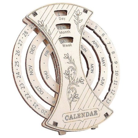 Treperpetuell kalenderpuslespill i tre DIY 3D-puslespillmodellbyggesett Sirkulær (1 stk, tre farge)