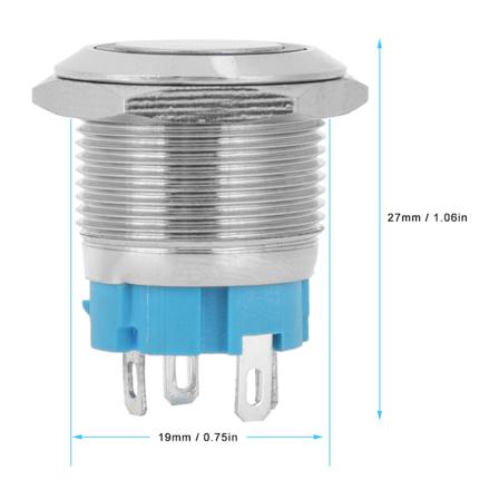 2 kpl 19 mm sininen LED-hetkellinen painonappi, litte p , 4-napainen, IP65 vedenkest v , 12~24VDC