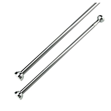 Teleskopisk dusjforhengstang i rustfritt stål, 50-85 cm, borfri, egnet for balkongdører, garderober og dusjrom