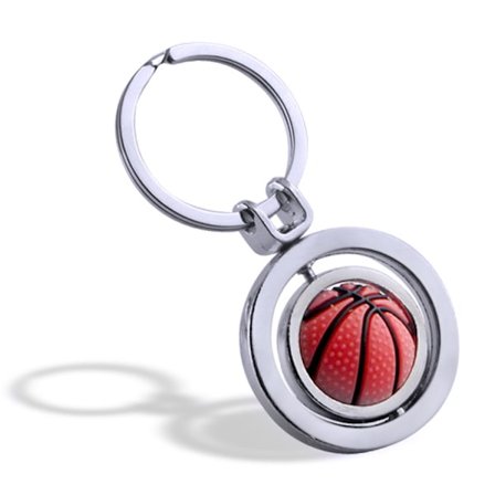 2 stk. Metal nøglering Fashion Cute roterende fodbold basketball Sports nøglering nøglekæde Den perfekte gave til en ven, der elsker NBA basketball