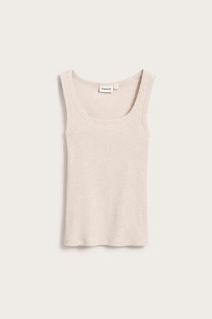 Ribbat linne | Melerad beige | Dam | Kappahl
