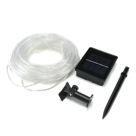 Solcellslampa i koppar med LED-regnbågsrör, vattentät slang för utomhusbruk, dekorativ trädgårdslampa, vit
