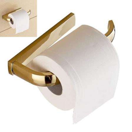 Halvåben toiletrullepapirskinneholder, vægmonteret messingmateriale Praktisk toiletvæv Enkeltskinneholder, guld