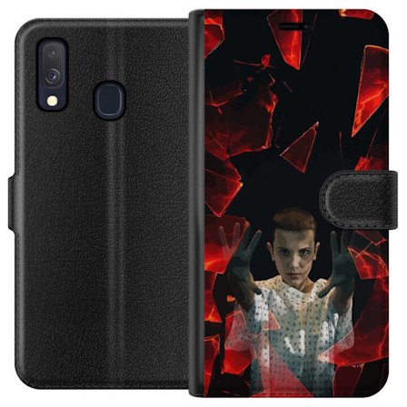 Yhteensopiva Lompakkokotelo Samsung Galaxy A40 Yliluonnollinen tyttö, jolla on telekineettisiä voimia ja leijailevia punaisia lasipaloja dramaattisess