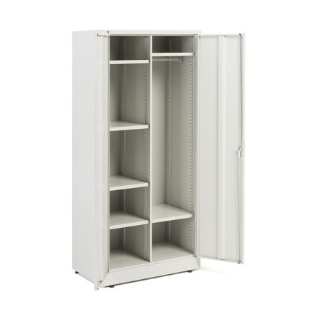 Kleider-/Büroschrank, 1800 x 800 x 500 mm, Stahl grau