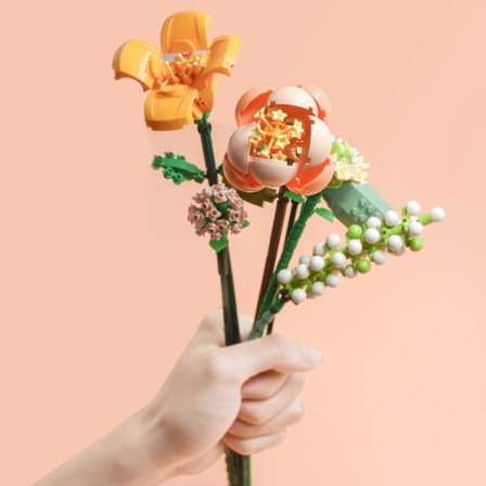 Mini Byggeklosser Blomsterbukett Plantemodellsett, Kreativ DIY Kunstige Blomster Botanisk Samling Konstrukti