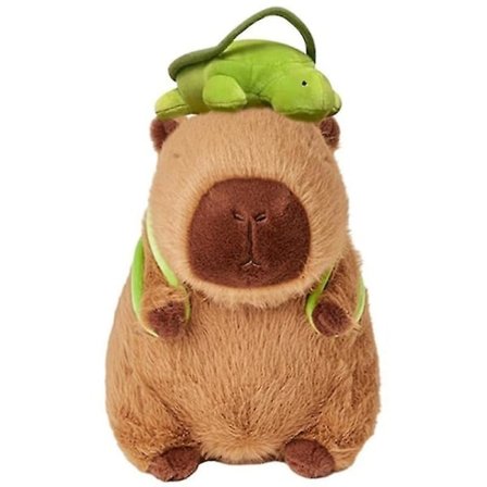 Kapivaraplyslegetøj, Kapivar der bærer skildpadde, realistisk blød kapivaralegetøj 25cm