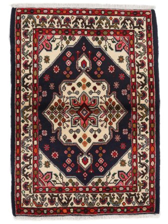 Hand Knotted Persian Asadabad Rug 68X96 Black/Dark Red