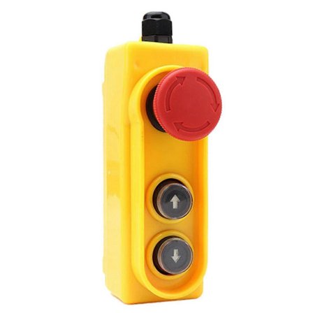 Regntät lyftknappslåda med nödstoppsknapp, 2,2 kW, direkt styrning, elektrisk telferbrytare