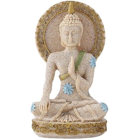 Walfront Buddha Statue Skulptur Håndskåret Sandstein Figur Håndverk For Hjemmealter Zen Dekorasjon Innflyttingsgave