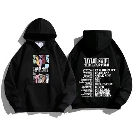 Hettegenser for menn og kvinner Taylor The Eras Tour høst/vinter Taylor Swift Fashion Fan Hettegenser svart svart black S