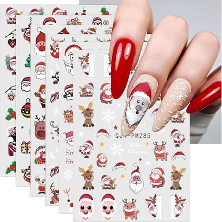 Jule-Neglestikker 10 Ark Neglekunst-Stikker Dekaler Selvklebende Neglekunst-Stikker Negledekorasjon Negletilbehør