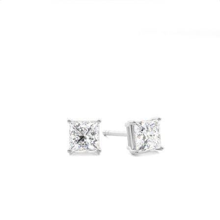 1.00 Carat Princess Diamond Stud Earrings in Platinum(950) - SI2 H