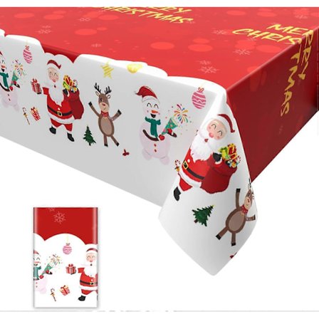 Suorakulmainen muovinen pöytäliina joulupöytään, talvijuhliin, 130 x 274 cm (LGL)