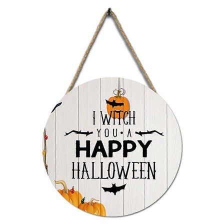 Halloween-koriste Halloween-ovikyltti Tunnelmallinen pyöreä Halloween puinen riippuva ovikyltti Puu koristeellinen kotibileseinäkoriste Tyyli 5