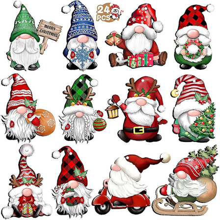 24 stk. Jule-Nisse Røde Lastbil Træ Hængende Pynt Til Landhus Juletræ Håndværk Dekoration Fest Tilbehør