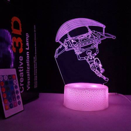 Faldskærmsudspring 3D Sprækket Natlampe til Spillerum Indretning Crack Touch Farverigt Sæt