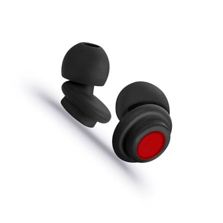 Støjdæmpende ørepropper med indvendig filter - Sort og rød