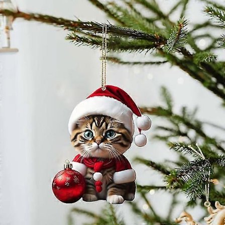 Tegneserie Sød Kat 2023 Julepynt Hængende Dekoration Gave Juletræ Hængende Personlig Vedhæng Festartikler