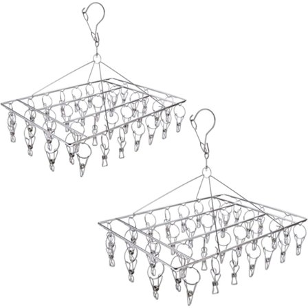 Strømper i rustfrit stål, tørrestativ, 2 hængere, 36 pinde