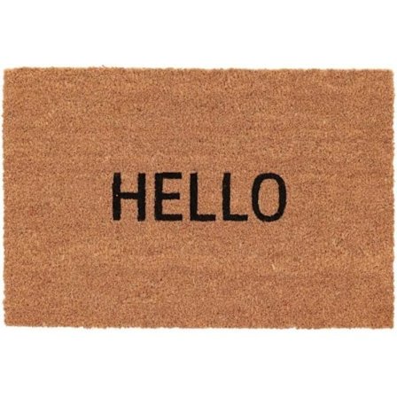 Kookoskuitumatto, jossa on teksti, 60 x 40 cm, teksti Hello